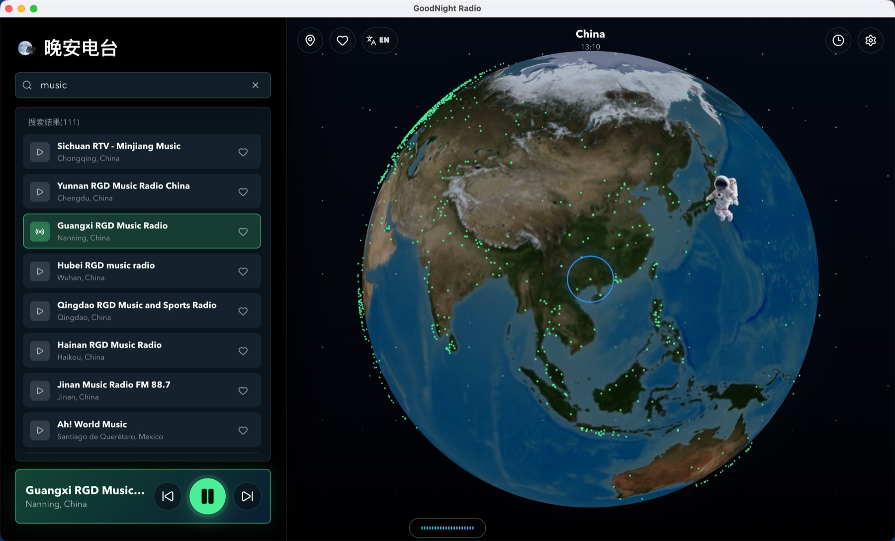 GoodNight Radio Mac app screenshot